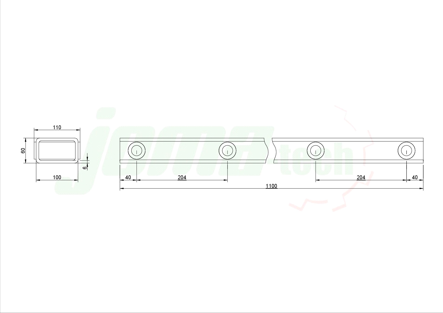 Zinkenträger Joma-Tech mit eingeschweißten Hülsen / Buchsen in 870mm - 2400mm Arbeitsbreite - [ 1100mm  ]