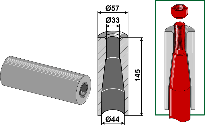 Einschweißhülse, Konushülse für Schwerlastzinken M28x1,5mm